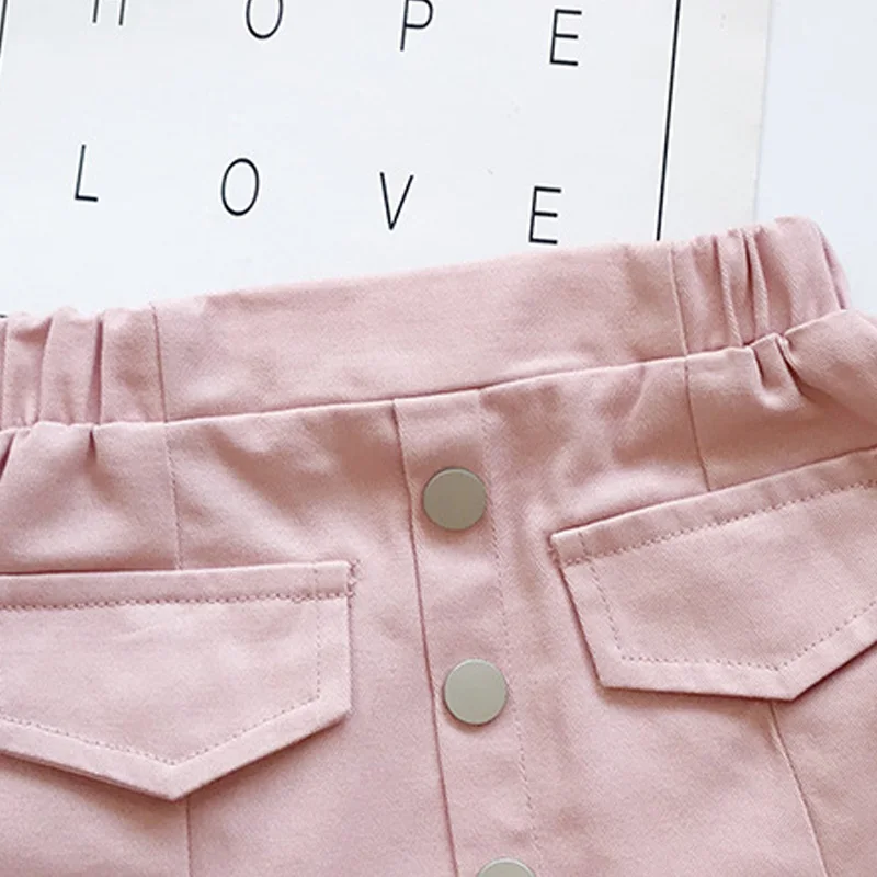 Casual Girls Clothing Set Autumn Solid Button Jacket Skirt Suit 2pcs Clothes Set Long Sleeved Thanksgiving Outfits Girls Clothes