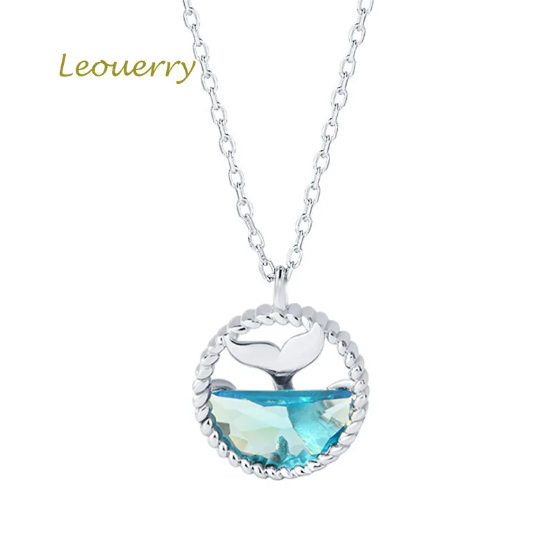 

Leouerry 925 Sterling Silver Mermaid's Tears Clavicle Chain Creative Marine Crystal Mermaid Foam Necklace for Women