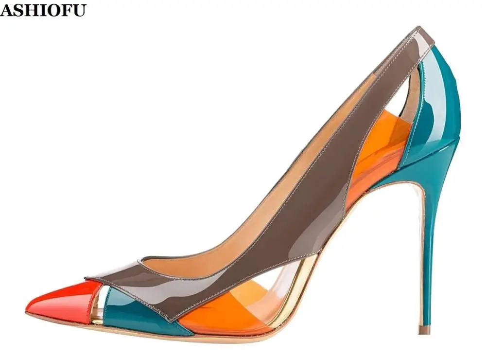 

ASHIOFU/новый стиль; Женские туфли-лодочки ручной работы на высоком каблуке; Кожаные модельные туфли в стиле пэчворк для вечеринки и выпускного...