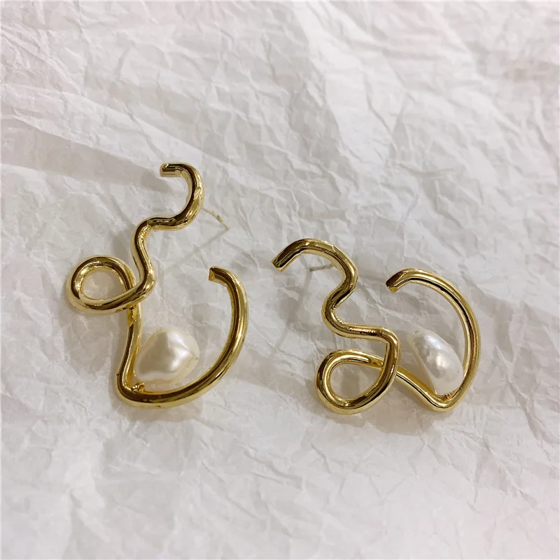 FFLACELL корейские шикарные простые металлические серьги-гвоздики неправильной