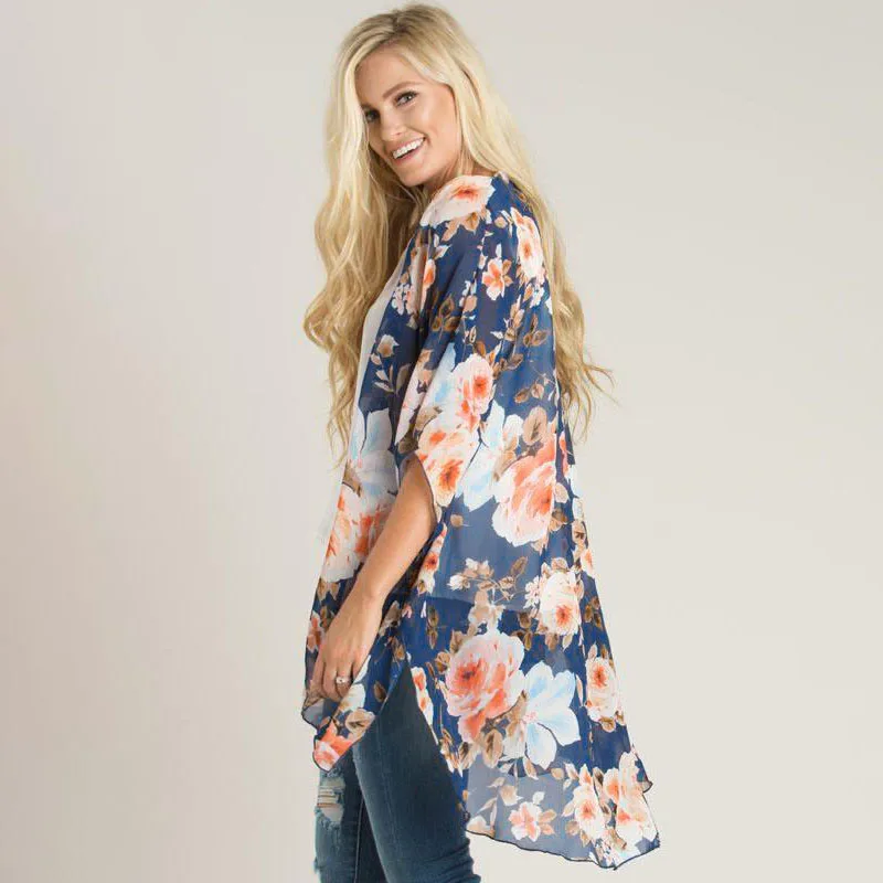 Новинка 2020 летнее кимоно кардиган в стиле бохо Пляжное бикини с цветочным