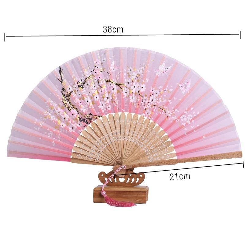 Летний винтажный цветочный принт бамбуковый складной ручной Шелковый веер в