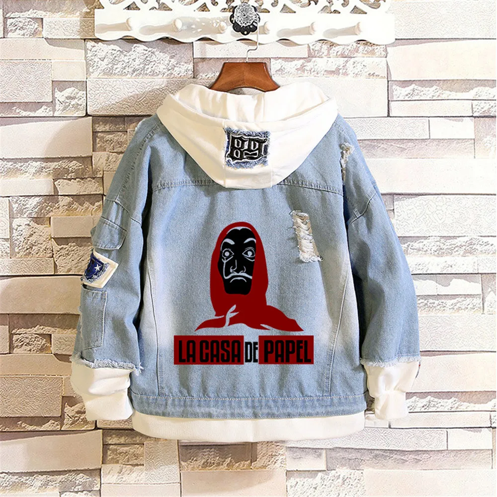 

Autumn Winter Women/men Denim Jacke Harajuku Hoodies Denim Sweatshirts Fashion Print Poleron Hombre Money Heist The Paper Tops