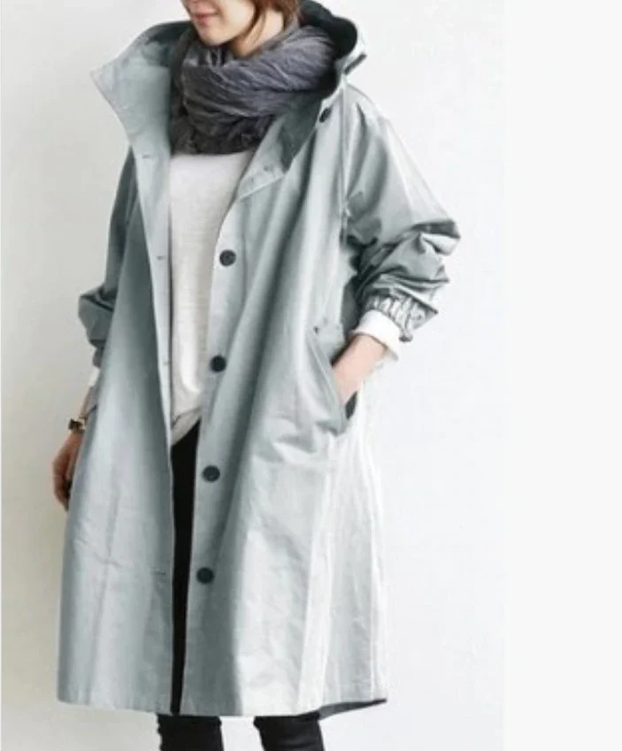 

Women's Jacket Windbreaker Fashion Hooded Sport Sashes Office Chic Mid Length Thin Section Street Autumn New Abrigo Mujer