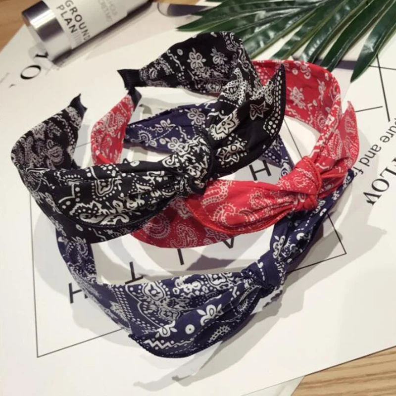 

2021 Vintage Ethnic Style Cloth Knotted Hairband Headband Women Girls Hair Head Hoop Bands Accessories Hair Hairbands Headdress