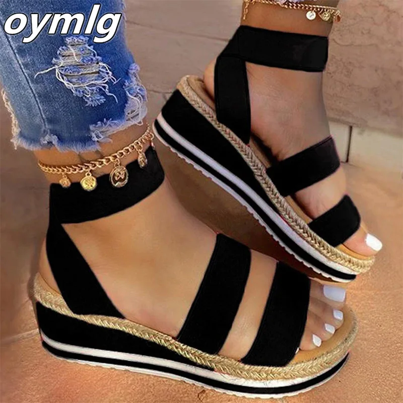 Летние босоножки женские туфли на танкетке платформе Дамская обувь из