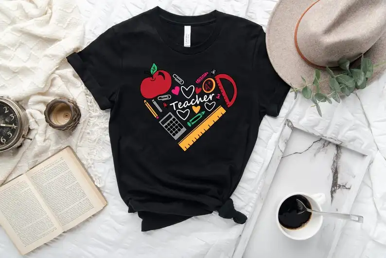 

Inspirational Teach Love Inspire Back To School Shirt, First Grade Teacher Teacher Appreciation 100%Cotton O Neck Streetwear y2k