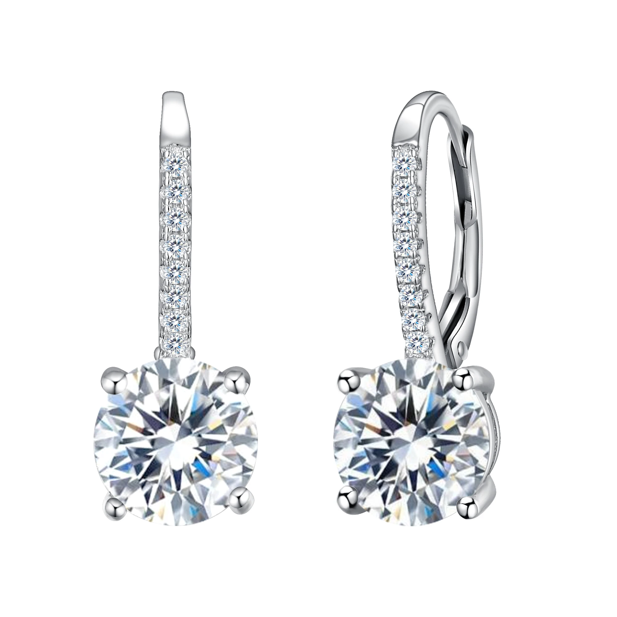 

925 Sterling Silver Earrings Women Female Round Dangle Wedding Party Jewelry Gift Femme Drop Fashion 2021 Trend Ear Clip