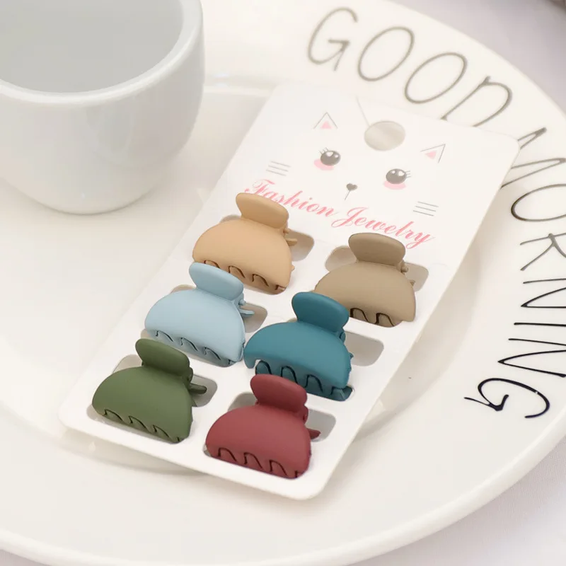 

6 Pcs/sets Frosted Small Gripping Clips for Women Girls Plastic Small Hair Crab Claw Barrettes Mini Hairpin Fashion Accessories