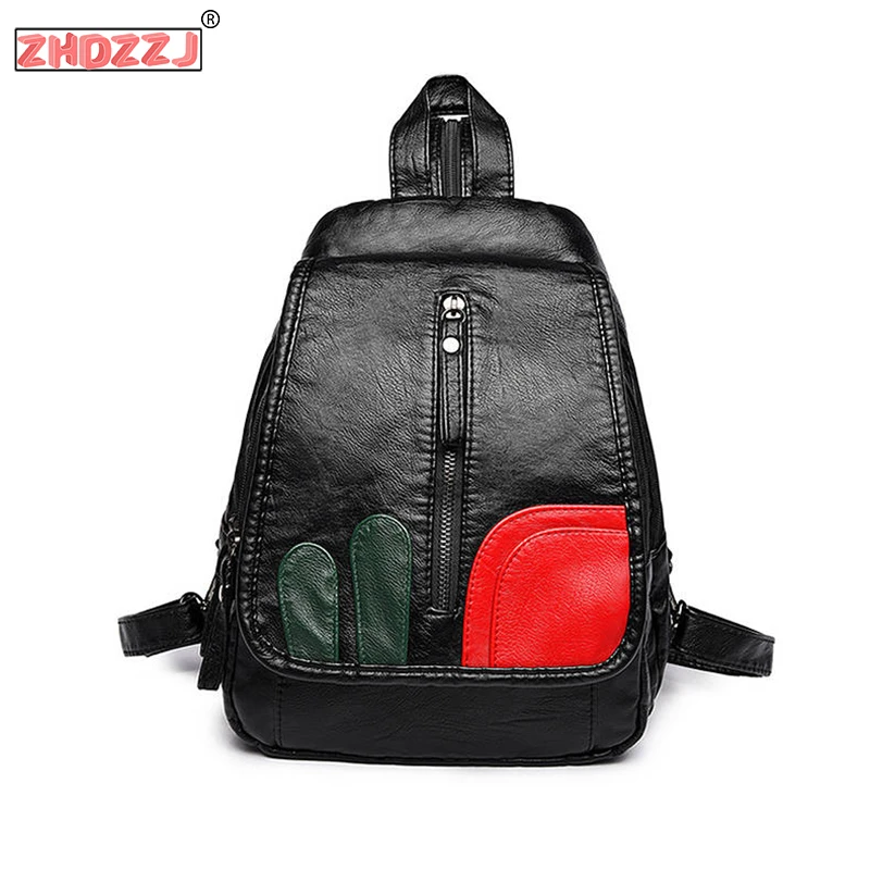 Новинка 2020 модные женские рюкзаки черные сумки из мягкой потертой искусственной