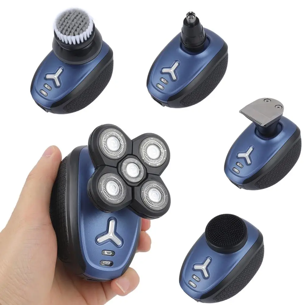 

5 в 1 4D мужские лысый электробритва 5 плавающие головки борода в носу и ушах, машинка для стрижки волос портативный компактный для стрижки вол...