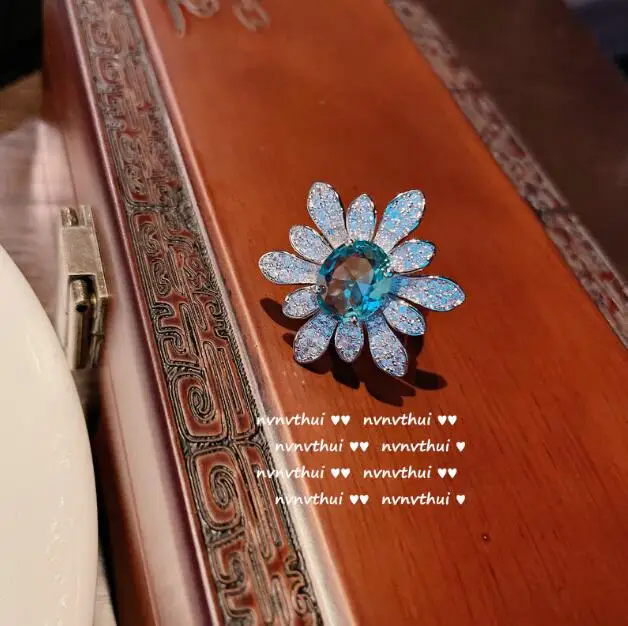 Блестящее кольцо с сапфировым бантом 18K цирконом в виде снежинки регулируемое