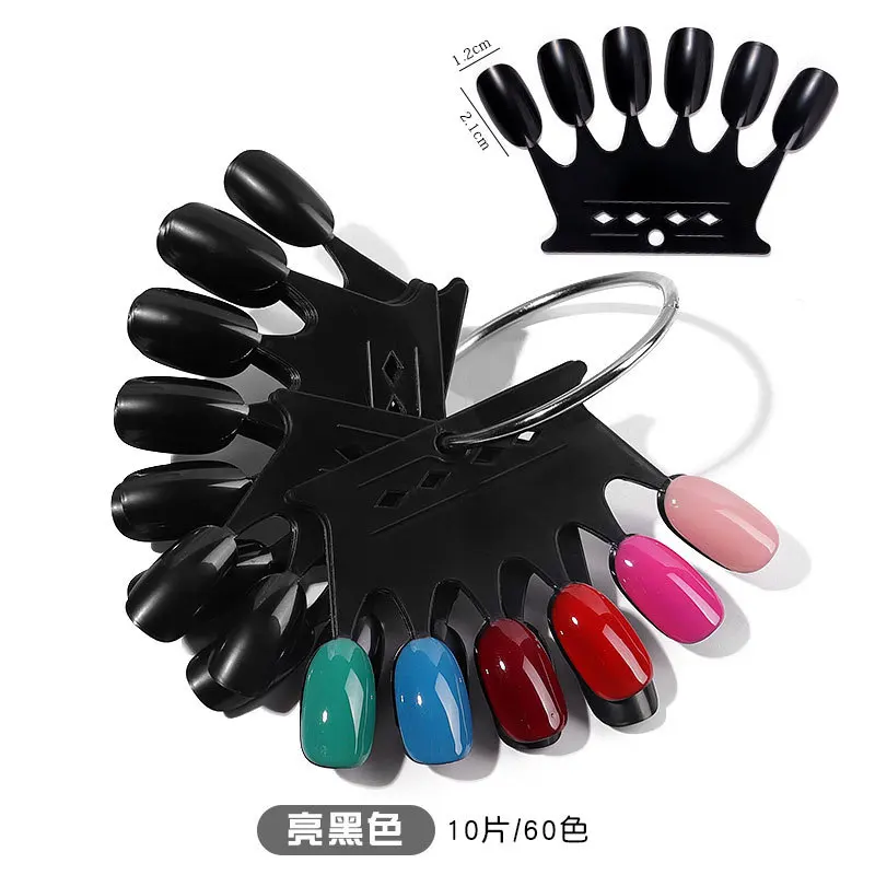 

Clear Nature Black False Tips for Nail Art Display Oval Fan Style Nail Crown Swatch Polish Stand Tips Practice Manicure Tools
