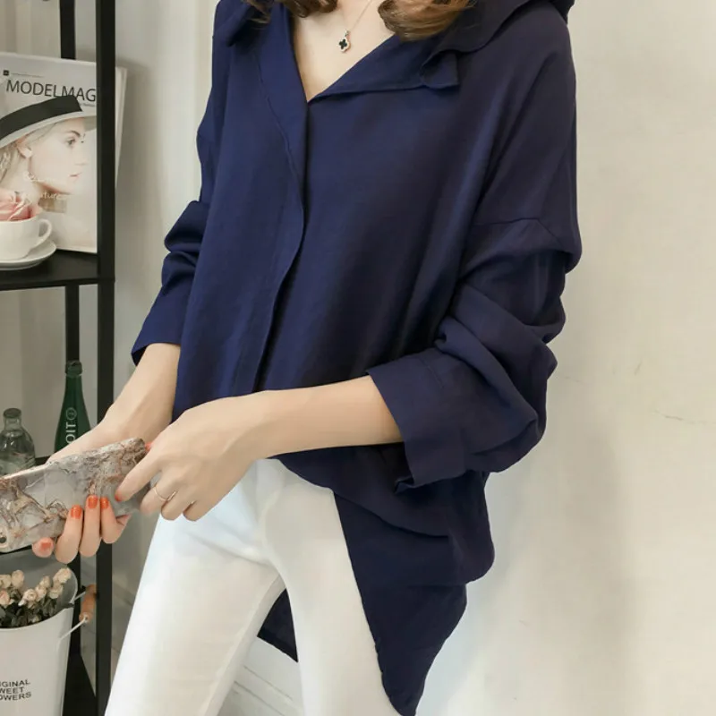 

Partes superiores das mulheres e blusas blusas mujer de moda 2019 V-Neck Manga Batwing SOlida mulheres blusas plus size
