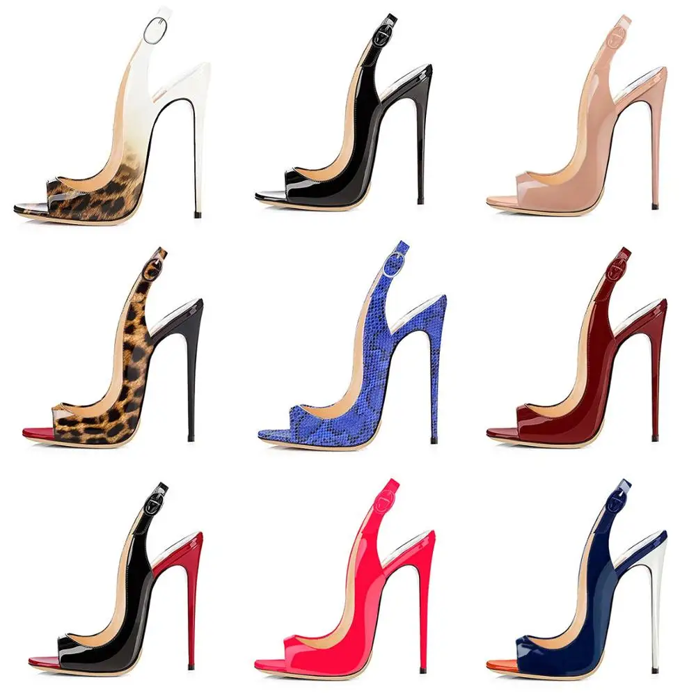 Женские босоножки из лакированной кожи с открытым носком на высоком