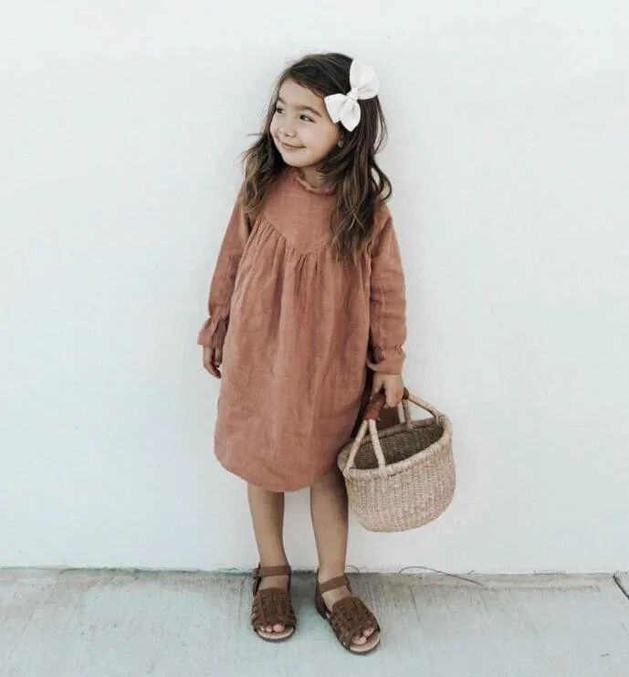 Новое платье с v-образным вырезом для маленьких девочек винтажное в корейском и