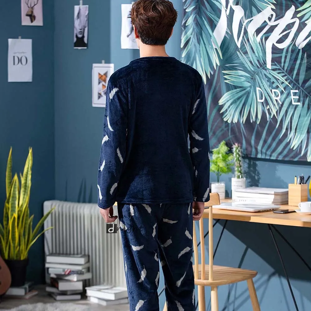 Модель 4XL Мужская зимняя Фланелевая пижама теплые брюки одежда для сна домашний