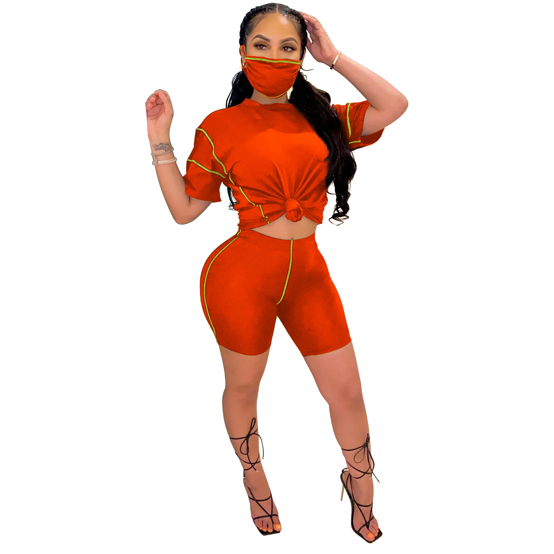 

Women Two Piece Set Casual Short Sleeve Corp Tops T-Shirt Bikers Short Pants Suit Set Jogging Outfit Female Tracksuit