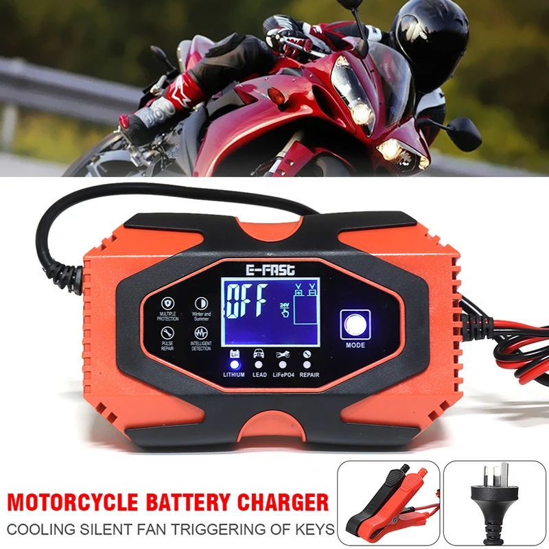 

1pc 12V 24V Automatic Car Battery Charger Lead-acid AGM GEL Lithium LiFePO4 Truck Auto Motorcycle Repair Tool Accessories Parts