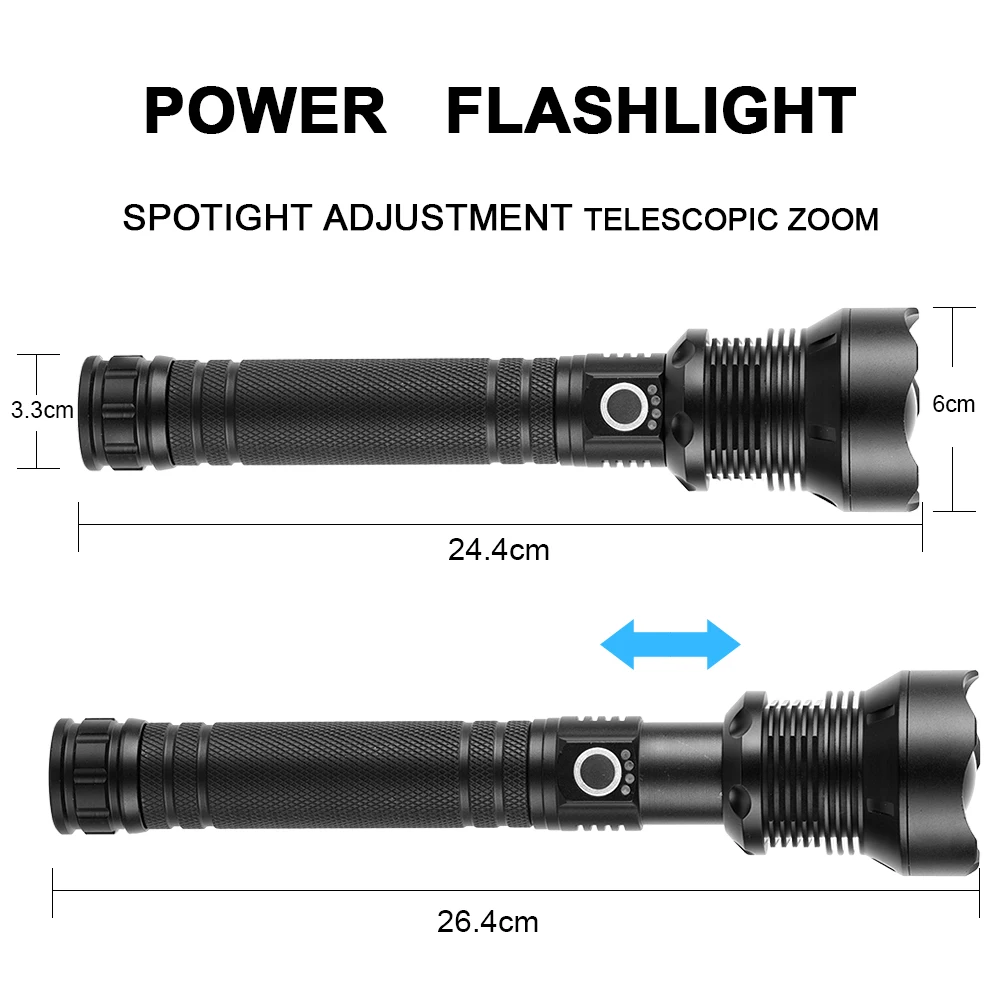 Сверхмощный мощный светодиодный фонарик XHP70.2 XHP50 с usb-зарядным зумом 18650 26650 батарея охотничья лампа фонари напоминание о мощности