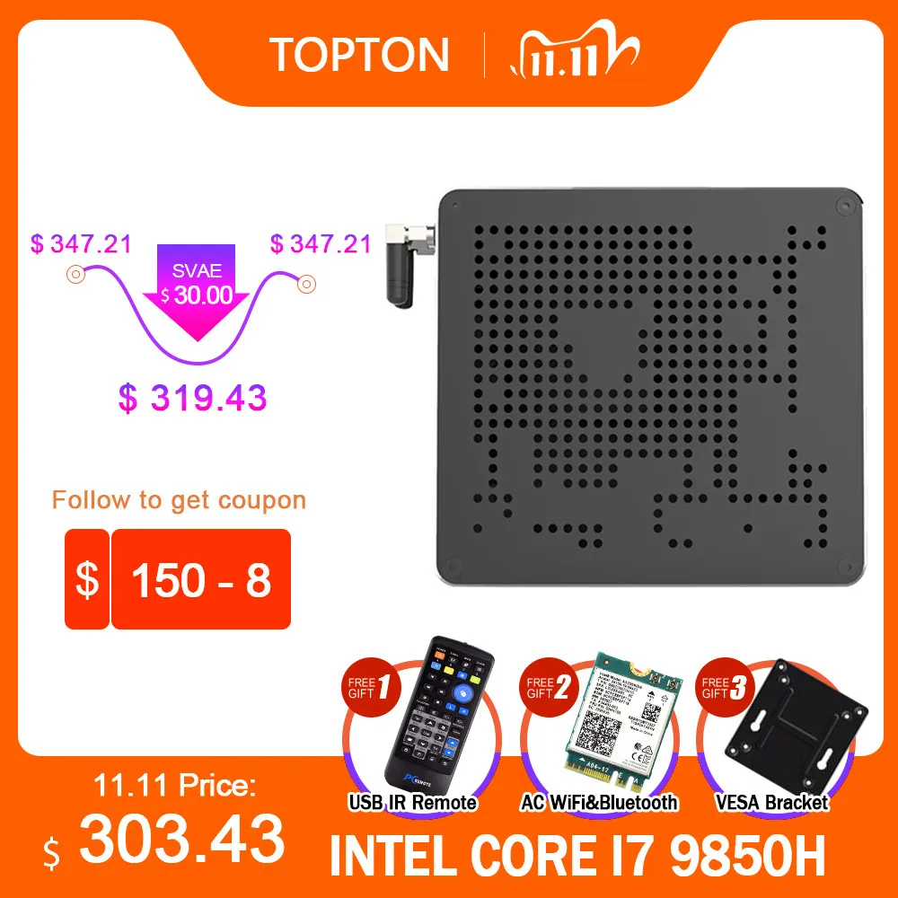 2020 Новый мини ПК Intel Core i5 i7 i9 9880H 2 Lans Windows 10 * DDR4 64 Гб M.2 PCIE Micro компьютер 4K HTPC DP HDMI|Мини ПК| |