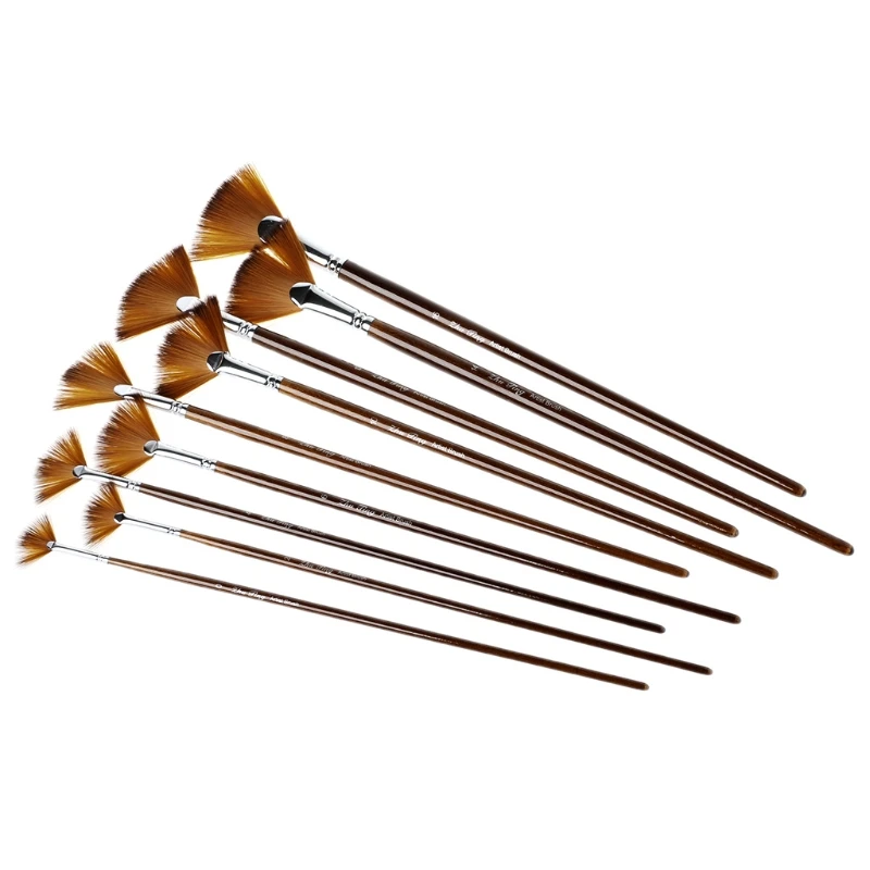 

9 шт. вентилятор Форма Кисти Набор ручек для рисования набор нейлоновых волосяных акрил акварель товары для рукоделия U4LD