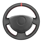 Черная искусственная кожа Чехол рулевого колеса автомобиля для Renault Clio 2 2001-2012 Logan Sandero Symbol Twingo 2 2009-2015
