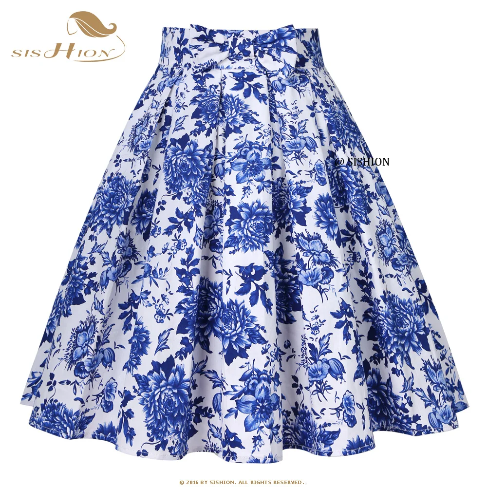 Женская винтажная плиссированная юбка SISHION хлопковая в стиле Харадзюку с