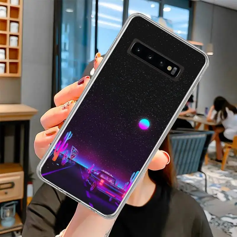 Beautiful purple scenery Phone Case transparent for Samsung S10 plus S10 E(lite) S6 S7 edge S8 S9 Plus Brand