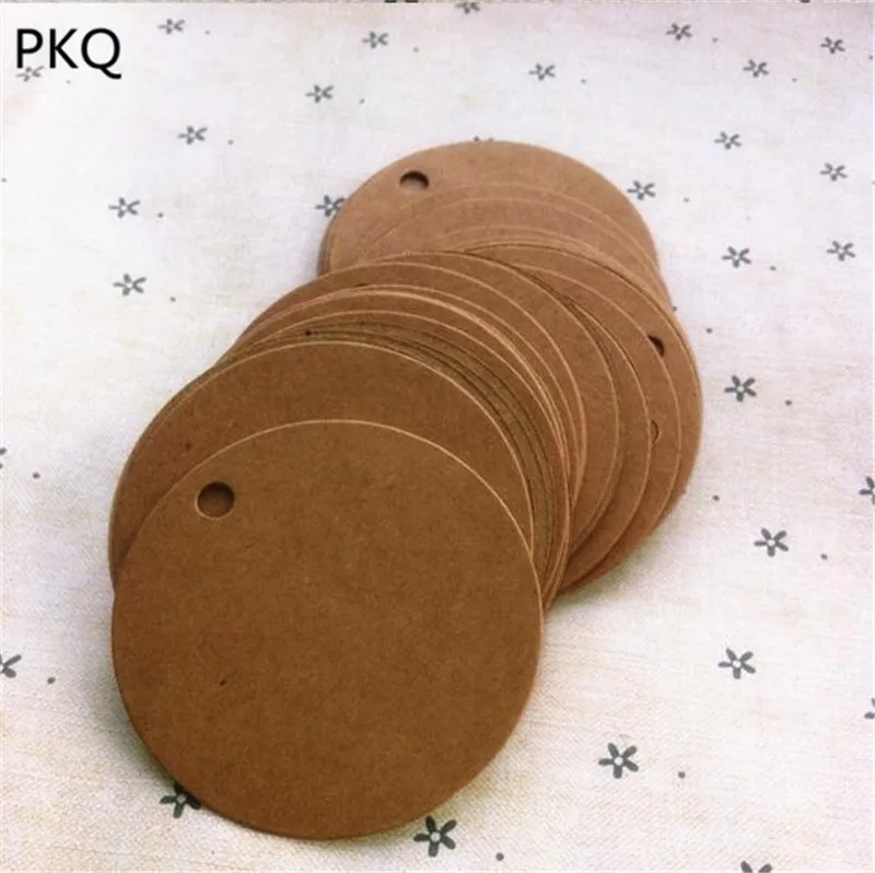 100 шт белые черные коричневые крафт бумажные бирки Круглая этикетка свадебные