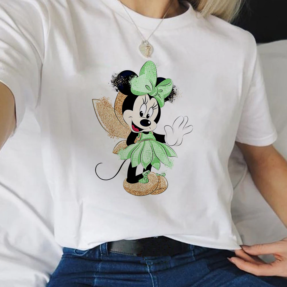 

Модные женские футболки Disney Kawaii Прямая поставка Minnie Cos топ с принтом Одежда Harajuku стильные футболки женские футболки с коротким рукавом