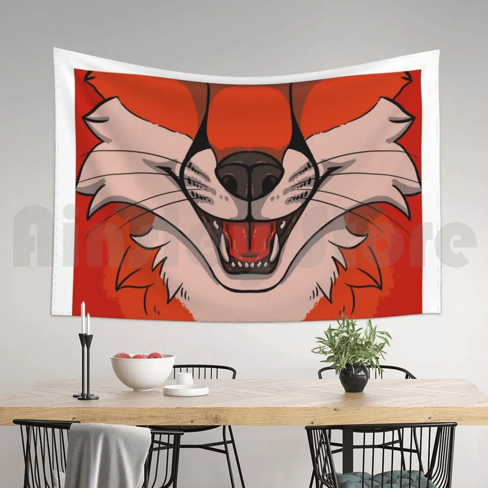 Лисий Мау гобелен на заказ пушистый мех костюм намордник |