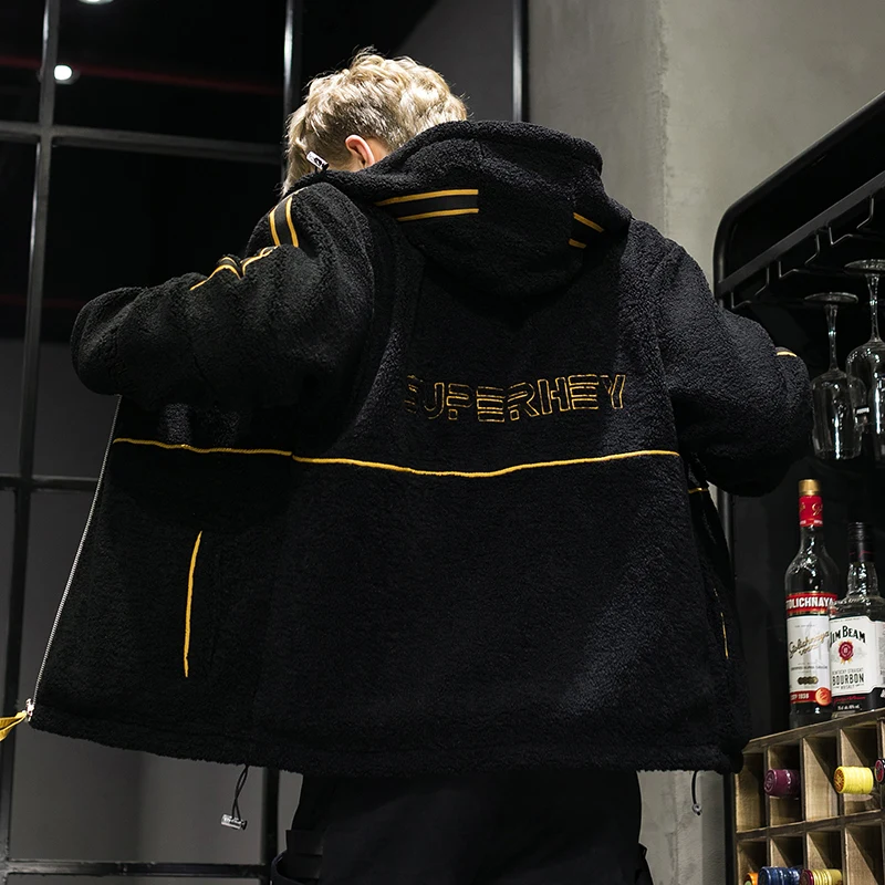 Men's Jacket Winter Jacket Coat Men White Autumn Men Coat New Trend Casual Hooded Sportswear Double-sided Lamb Fur Coat MWM099