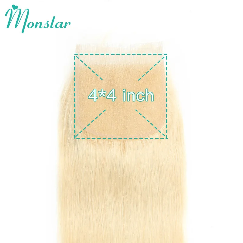 Бразильские светлые волосы Monstar плетеные 613 пряди ков с кружевной застежкой 4*4