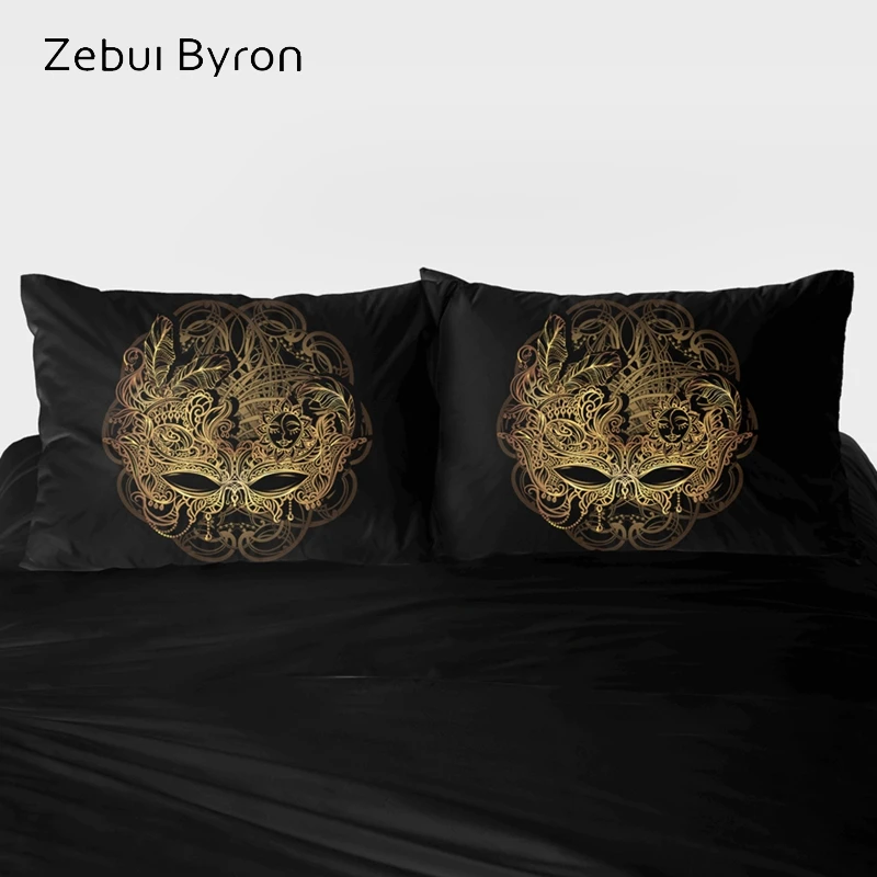 

2 PCS Pillowcase 45x45/70x70/80x80,3D Pillow Case Custom,Decorative Pillow Cover Bedding black golden mask,drop ship