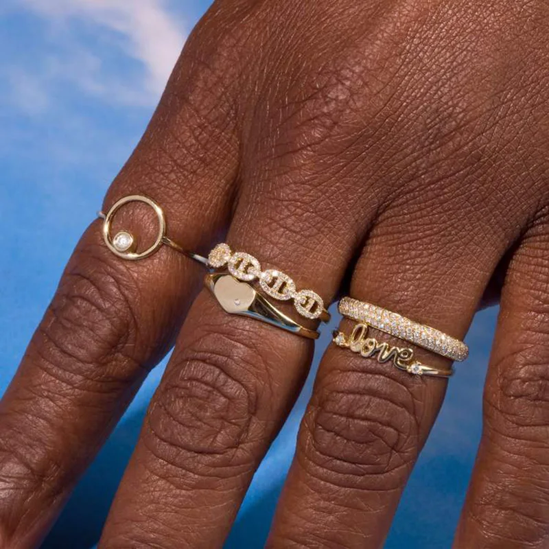 Женское кольцо в стиле хип-хоп с инкрустацией из микрофианита - купить по