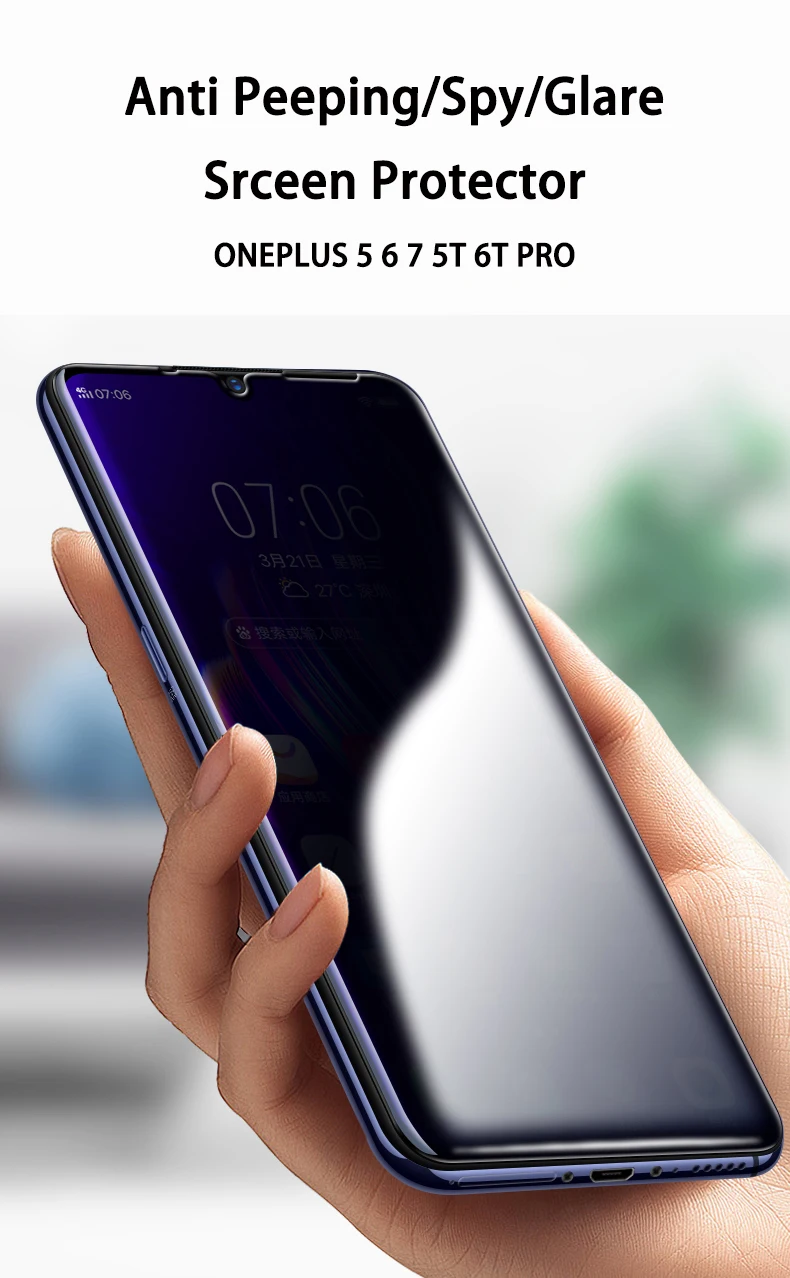 Против подсматривания Защитная пленка для экрана 1 + ONEPLUS 5 6 7 Pro 5T 6T закаленное