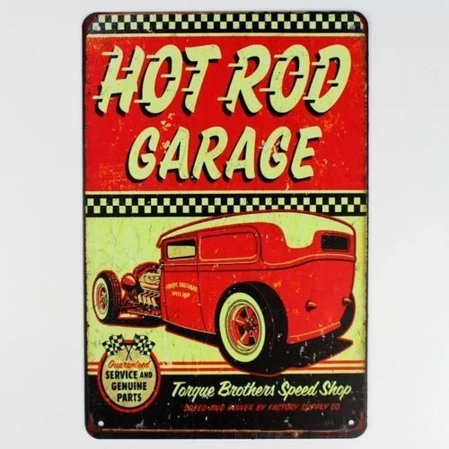 

Metal Tin Sign Hot Rod Garage Decor Bar Pub Vintage Retro Poster Cafe ART