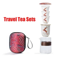 portable travel office home tea pot set caramic teapots with 3 cups chinese tea sets kung fu teaware drinkware tea service