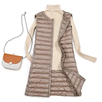 new women autumn winter sleeveless vest female snap button windproof lightweight long waistcoat warm large size liner vest m 3xl