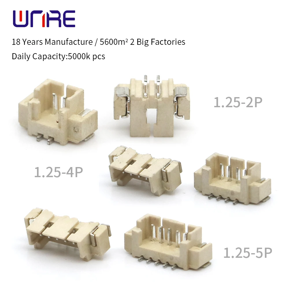 1.25mm Pitch Wafer Connector Bend/Right Angle DIP SMD 2/3/4/5/6/7/8/9/10 Pin Housing Shell Plastic Plugs