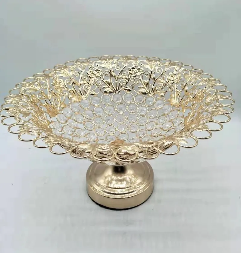 Кухонные аксессуары металлические тарелки с золотым покрытием круглая чаша для