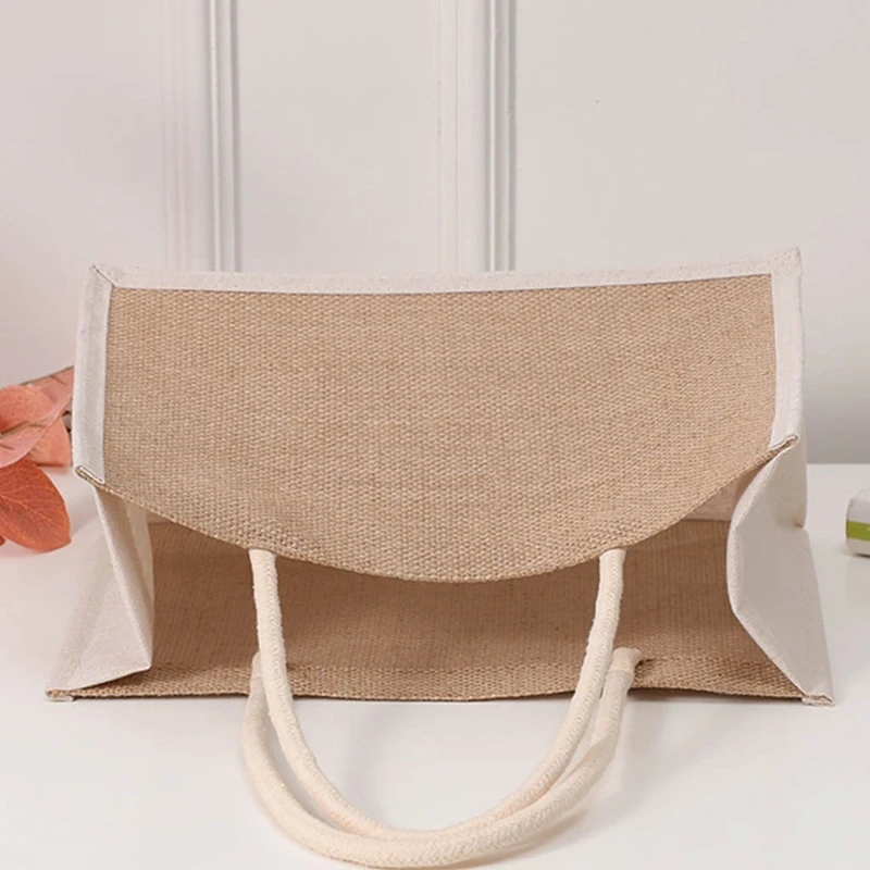 Женская Джутовая сумка-тоут для покупок сумка из мешковины многоразовая женская