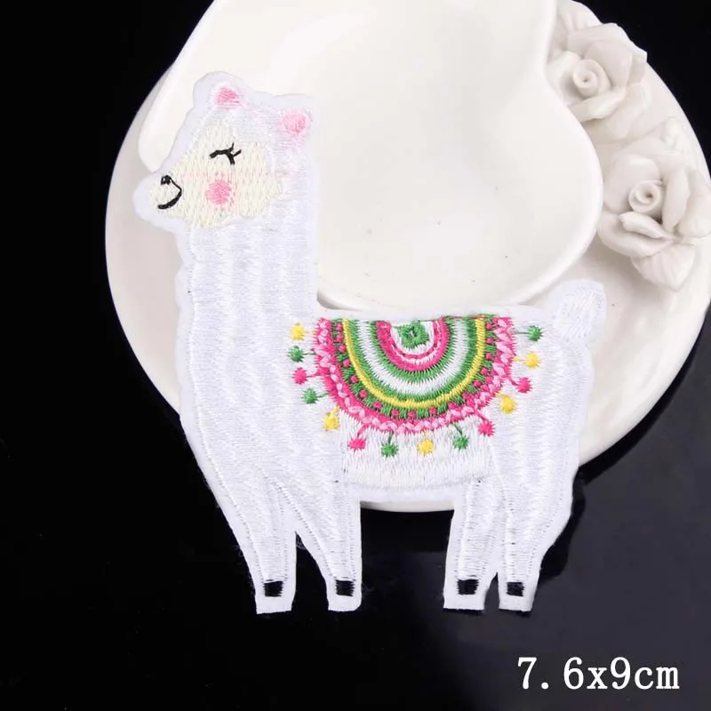 Cute Alpaca Sheep Iron On Patches For Clothing Cartoon Patch Embroidered Tshirt Fabric Sticker Applique Clothes | Дом и сад