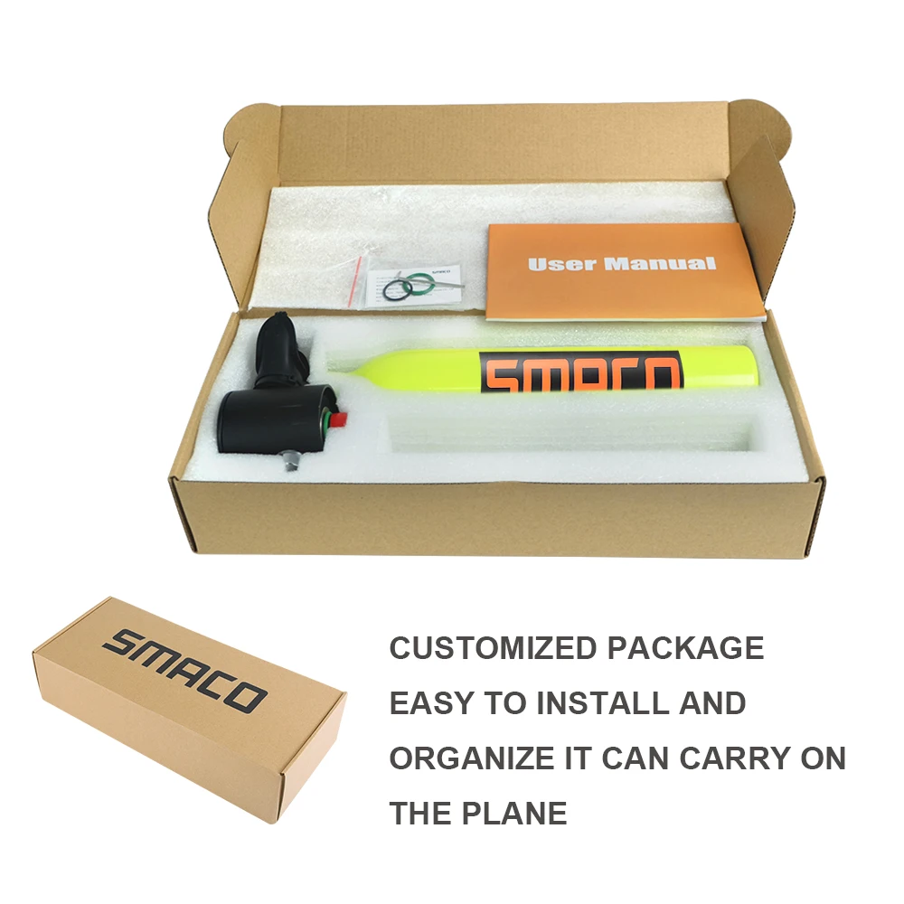 

SMACO S300Plus 0.5L Scuba Diving Tank Equipment Oxygen Tank Cylinder Set Hand Pump for Snorkeling Breath Scuba Diving Equipment