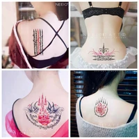4pieces lotus sanskrit totem temporary tattoo stickers female waterproof sexy fashion back art fake tattoo large picture tattoos