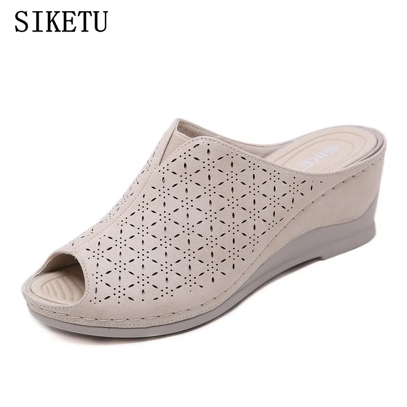 Женские летние шлепанцы SIKETU из искусственной кожи однотонные сандалии на