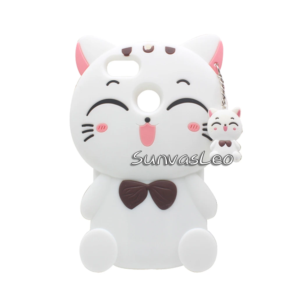 White Lucky Cat Для Huawei P Smart 5,6" 3D чехол, мягкий силиконовый чехол с милым единорогом из мультфильма, задняя крышка для мобильного телефона Huawei Honor 9 Lite - Цвет: White Lucky Cat