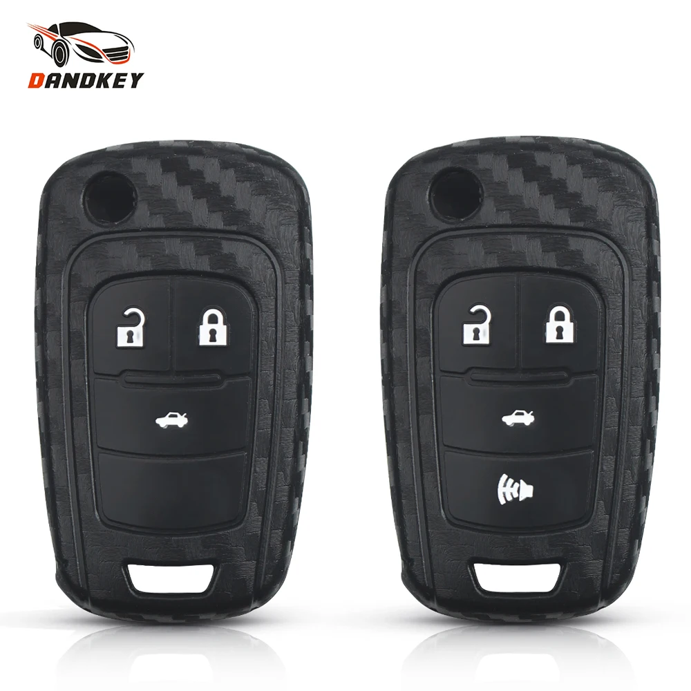 Dandkey 10 шт. карбоновый силиконовый чехол для ключей Автомобильный брелок флип ключ