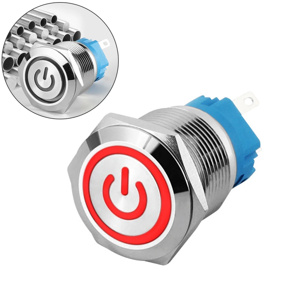 10 шт. 16 мм Автомобильный металлический светодиодный светильник кнопка